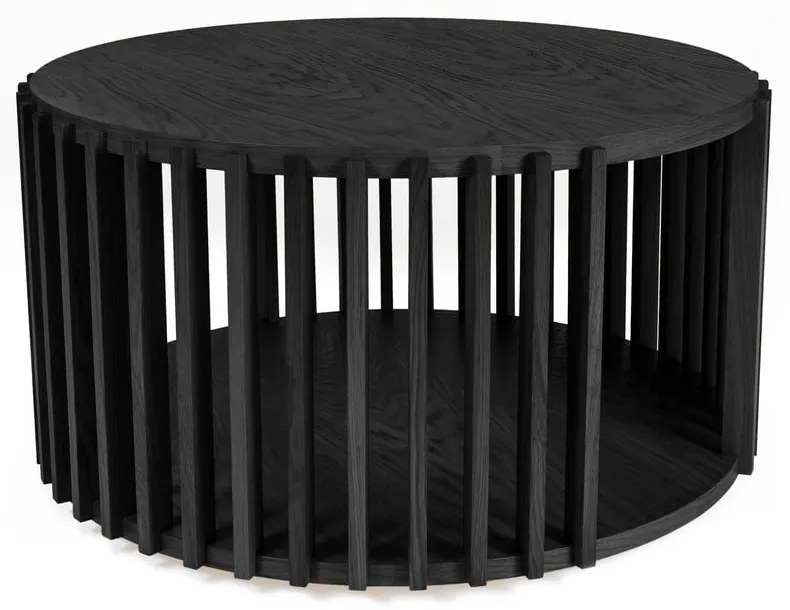 Drum fekete tölgyfa dohányzóasztal, ø 83 cm - Woodman
