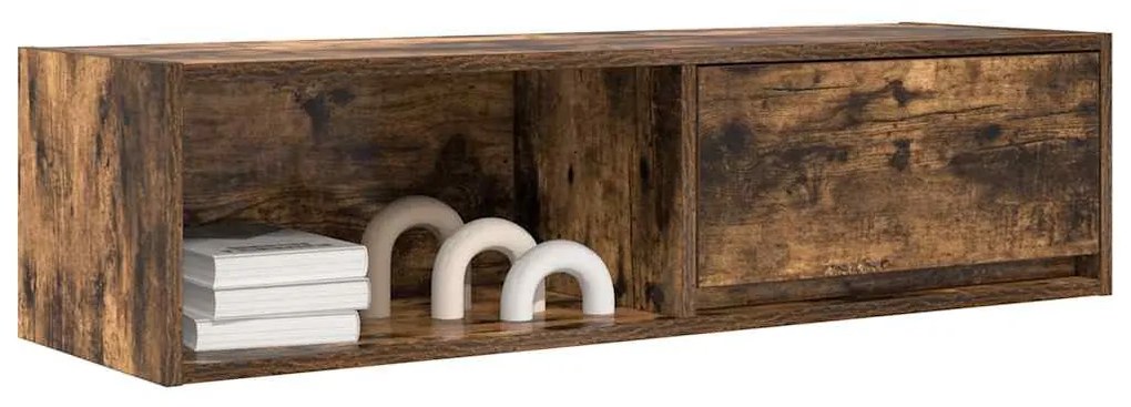 2 db füstös tölgy színű szerelt fa TV-szekrény 100x31x25,5cm
