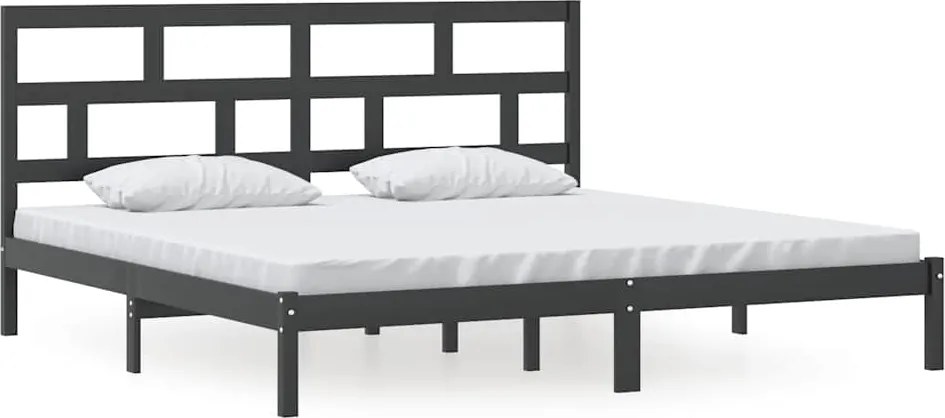 vidaXL fekete tömör fenyőfa ágykeret 200 x 200 cm