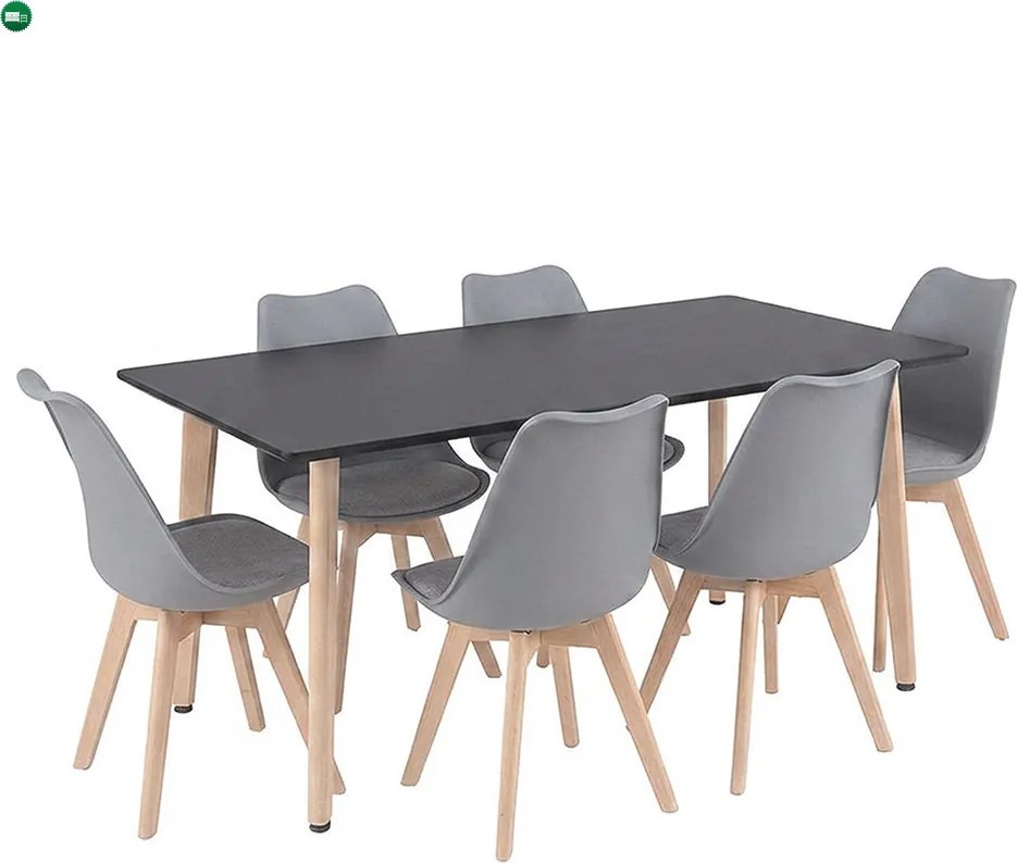 Silla 150 6+1 étkező garnitúra fekete-szürke