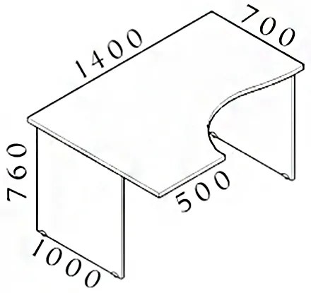 Visio ergonomikus asztal 140 x 100 cm, bal, juhar
