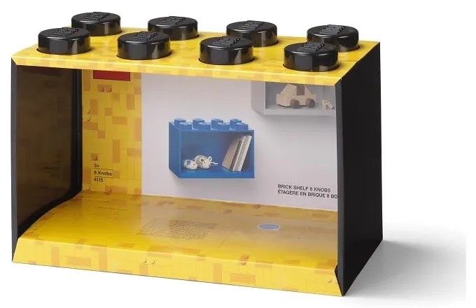 Brick 8 gyerek fekete fali polc - LEGO®