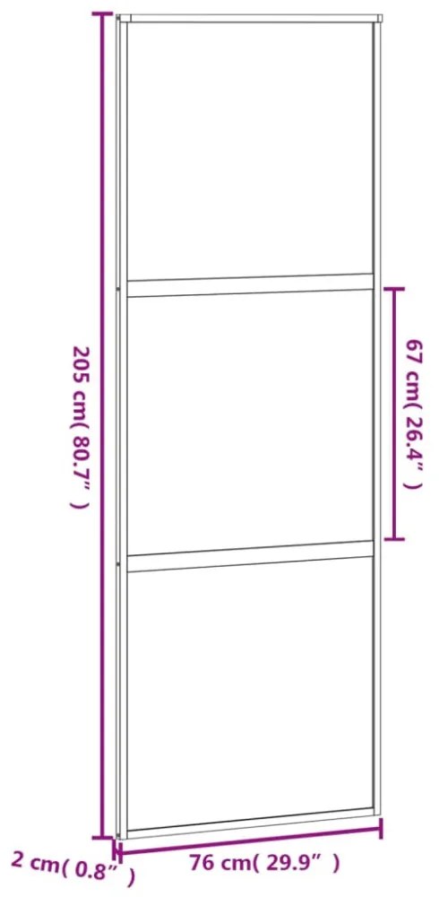fehér edzett üveg és alumínium tolóajtó 76 x 205 cm