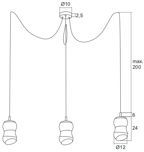 Argon 1357 - LED Csillár zsinóron GARDA 3xLED/5W/230V