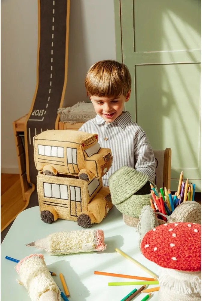 Okkersárga textil játéktároló kosár 22x19x15 cm School Bus – Lorena Canals