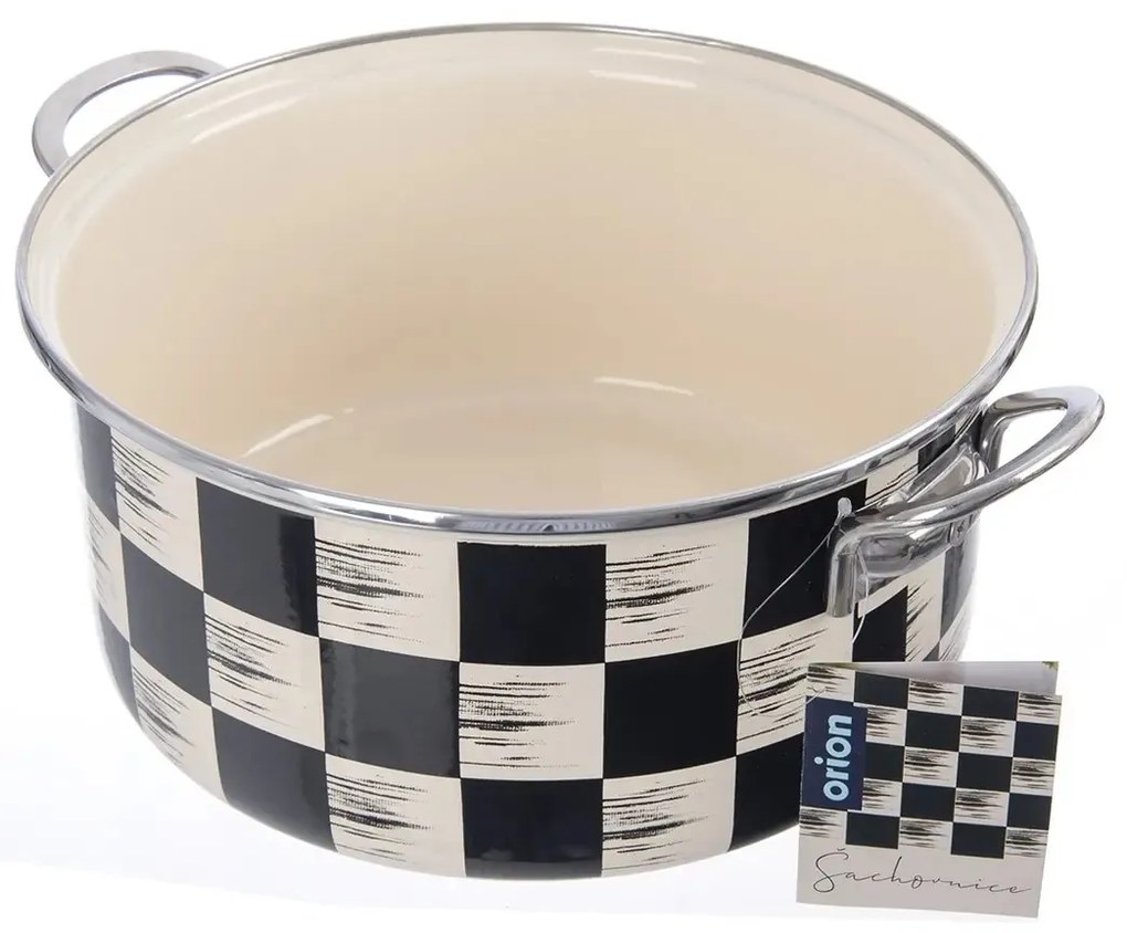 Orion Šachovnice Lem zománcozott edény, 5 l, átmérő 26 cm, 26 cm átmérőjű