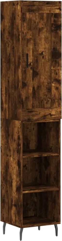 vidaXL füstös tölgy színű szerelt fa magasszekrény 34,5x34x180 cm
