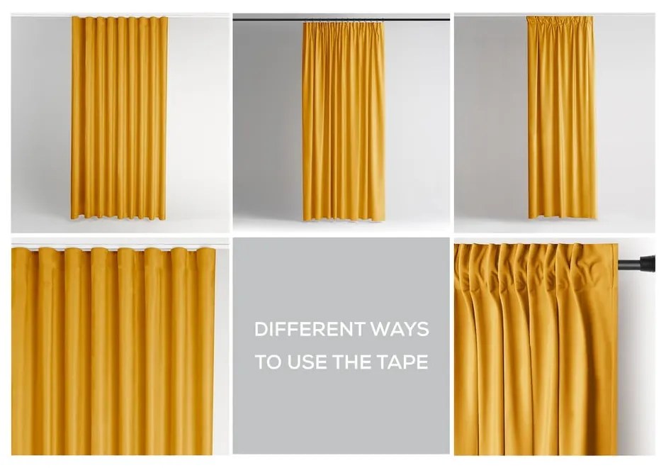 Sárga bársony dimout (részleges sötétítő) függöny 140x270 cm Pleat – Restilo