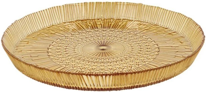 Narancssárga üveg szervírozó tányér ø 30 cm Kusintha – Bitz