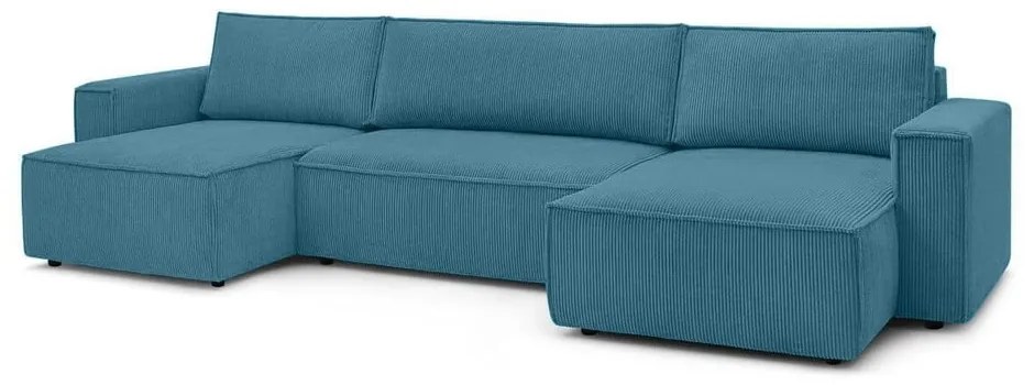 Türkiz kordbársony kinyitható sarokkanapé Nihad – Bobochic Paris