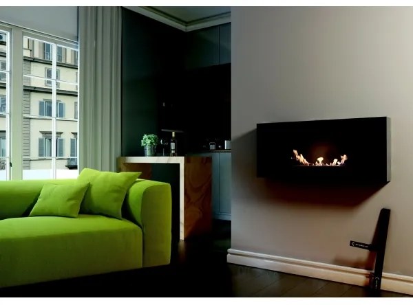 DELTA2/CZARNY/TUV - Beépíthető BIO DELTA2 kandalló 40x90 cm 2kW fekete