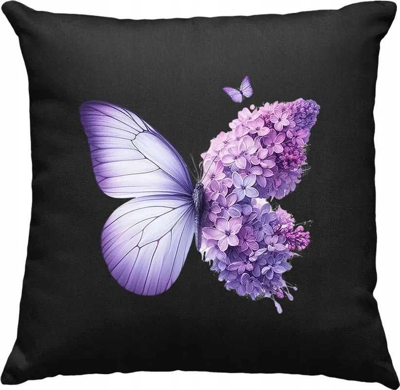 Pillangó párna Virágok Színes művészet 5 Fekete
