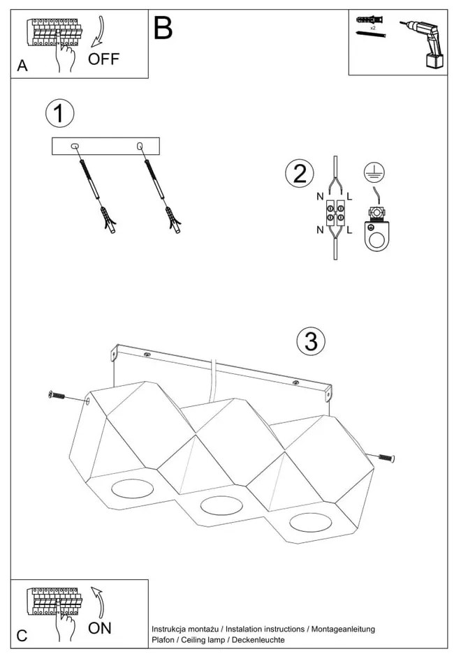 Natúr színű spotlámpa 12x36 cm Vige – Sollux