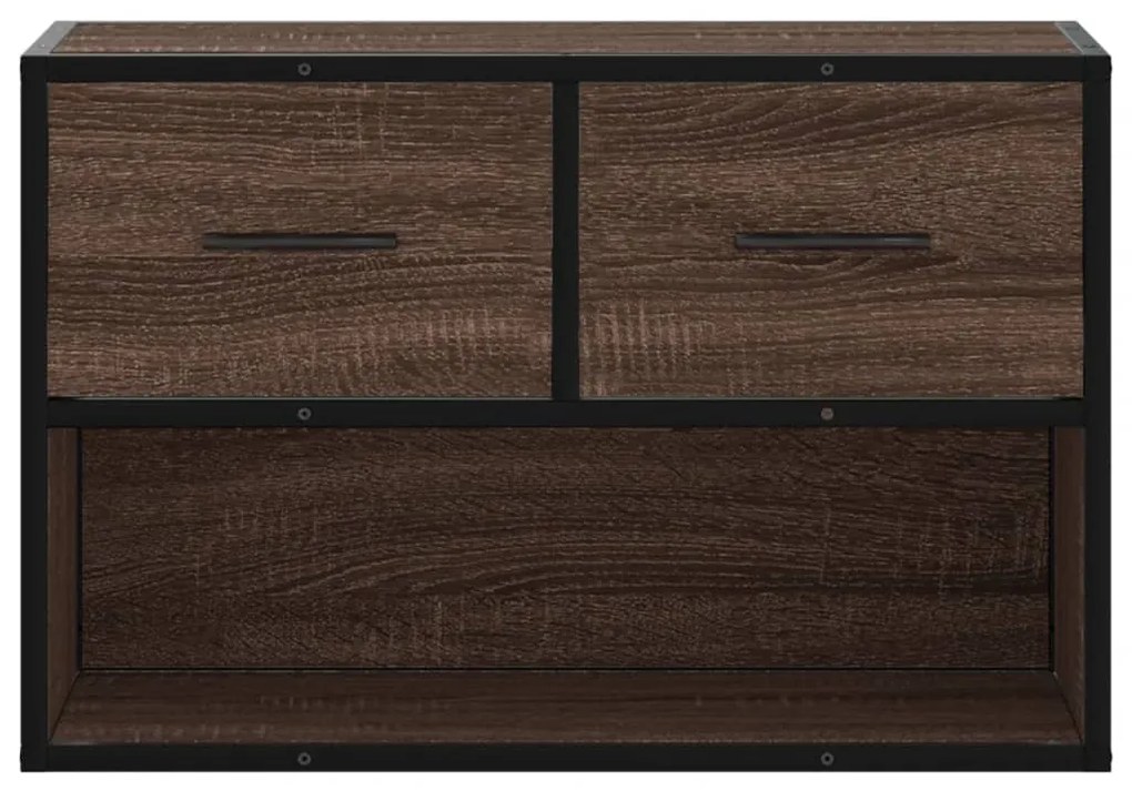 barna tölgy színű szerelt fa és fém TV-szekrény 60x31x39,5 cm