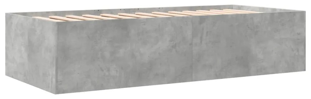 betonszürke kanapéágy fiókkal matrac nélkül 75x190 cm