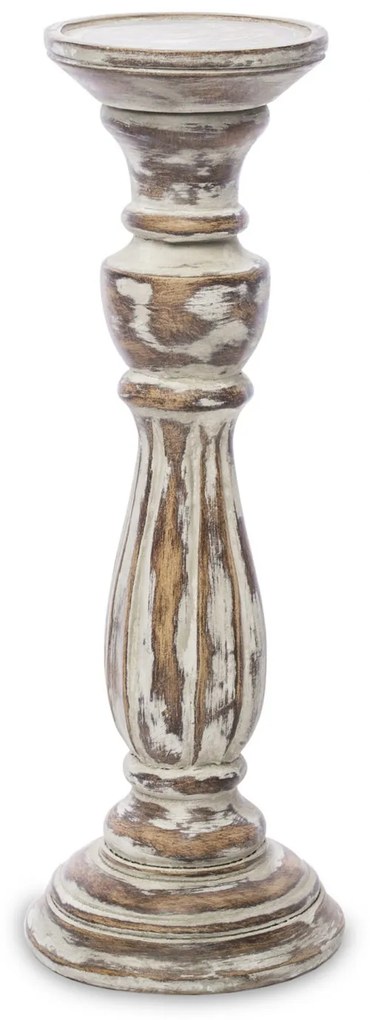 Provence koptatott barna-fehér műanyag gyertyatartó állvány 33x11x11cm