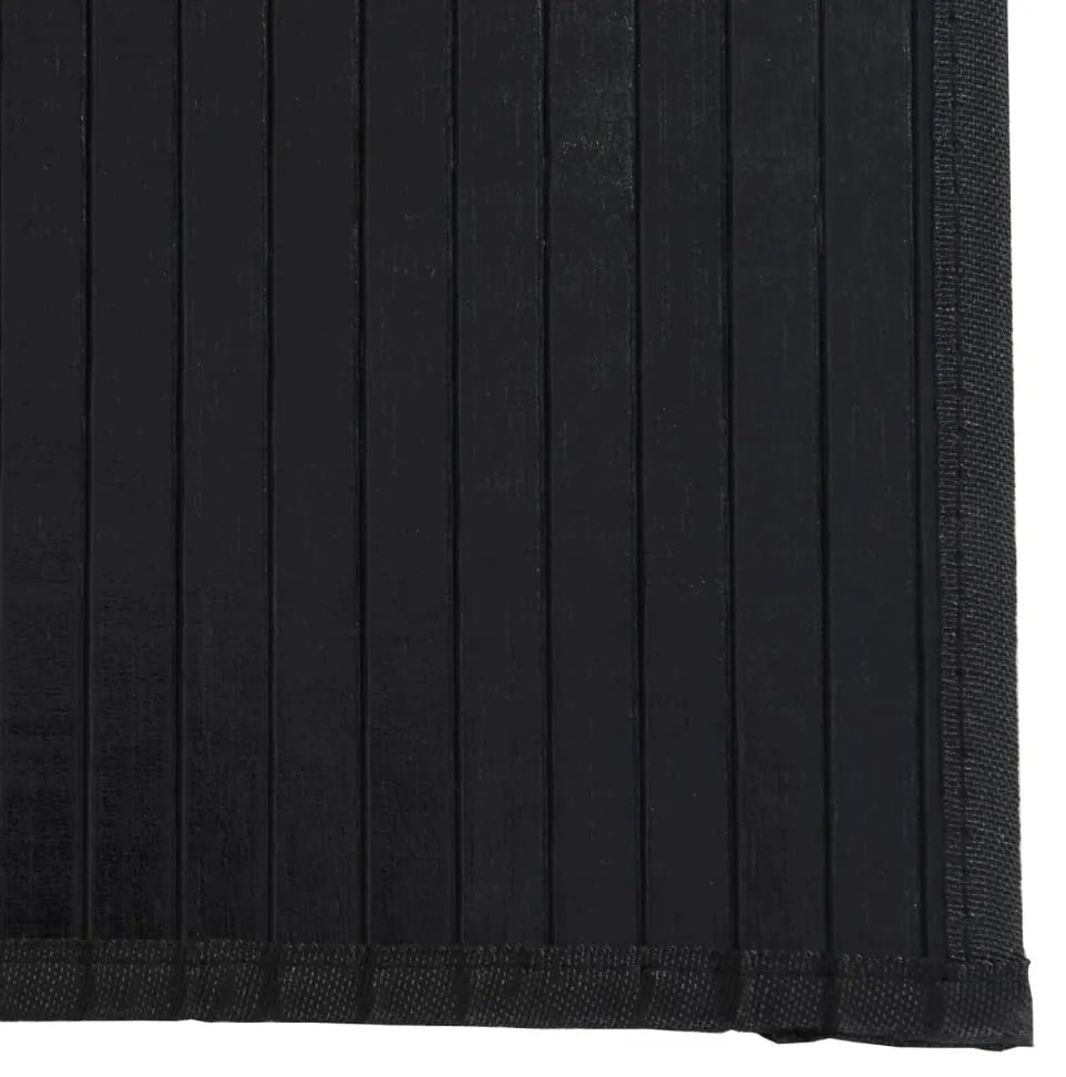 négyszögletű fekete bambusz szőnyeg 60 x 100 cm