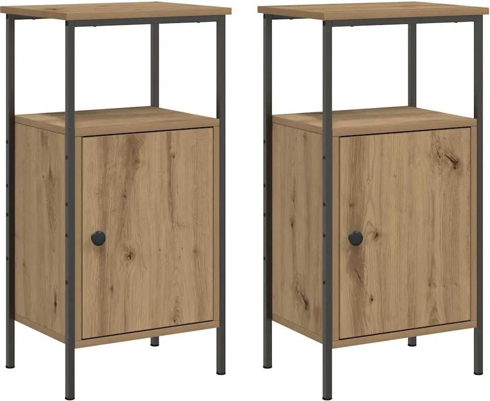 vidaXL 2 db kézműves tölgy színű szerelt fa éjjeliszekrény 41x31x80 cm