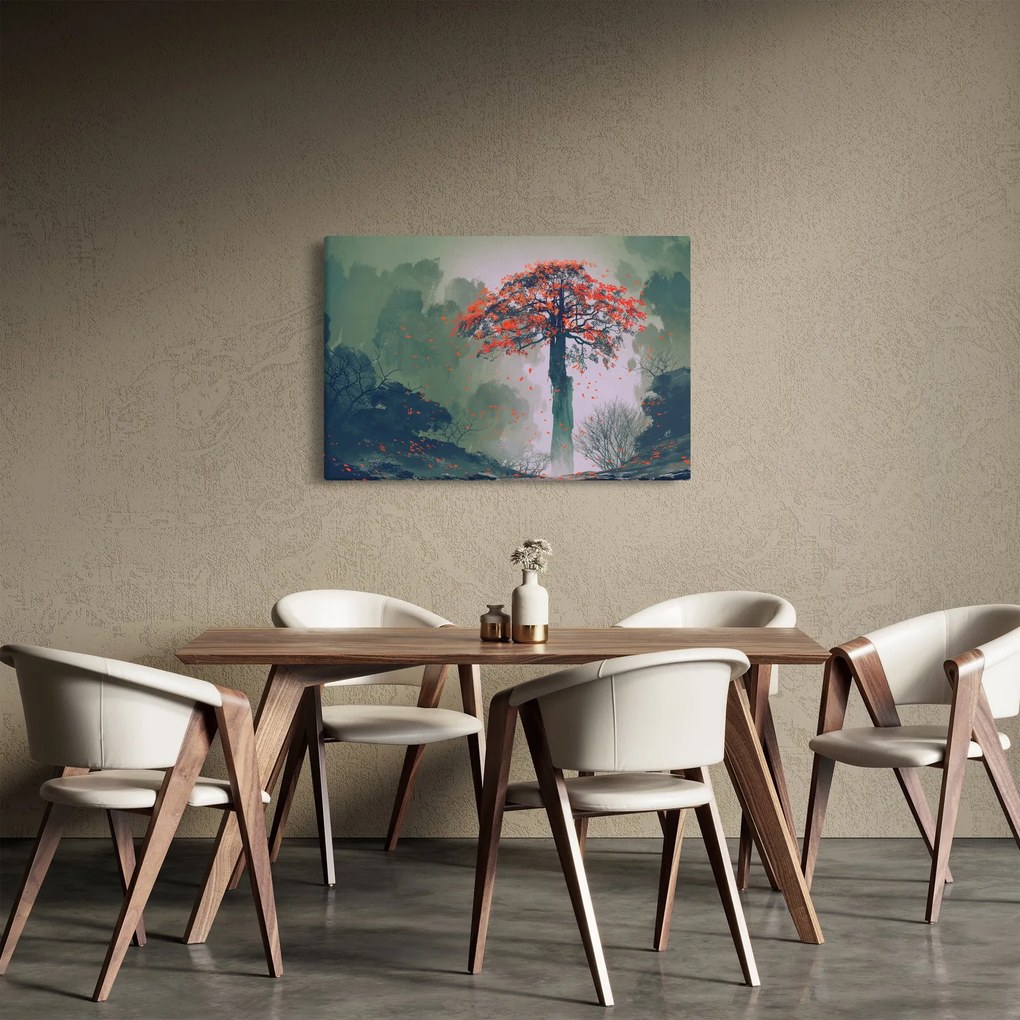 Egy magányos vörös fa képe (90x60 cm)