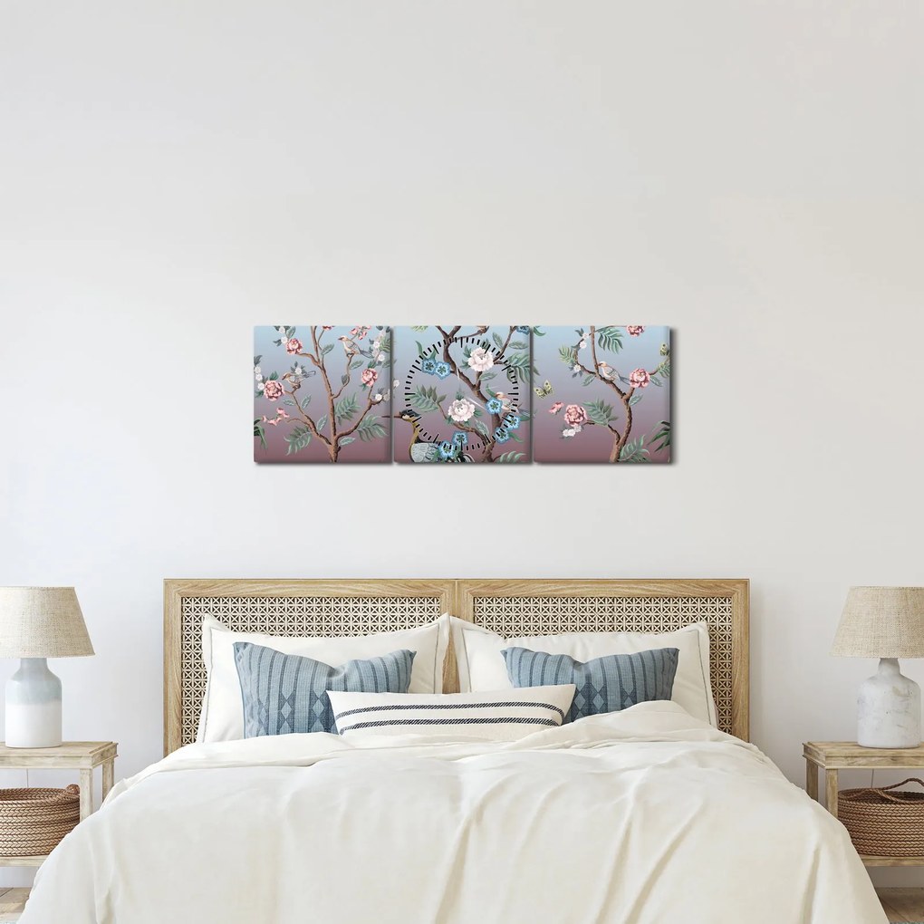 Kép - madár park (órával) (90x30 cm)