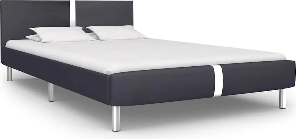 vidaXL fekete műbőr ágykeret matrac nélkül 135 x 190 cm