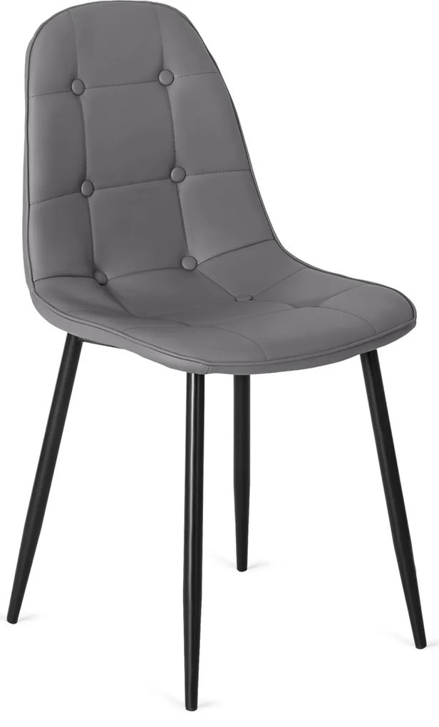 Étkezőgarnitúra: bővíthető asztal 102–142 cm fekete színben + 4 db szürke ökobőr szék – HARRY / ARIS