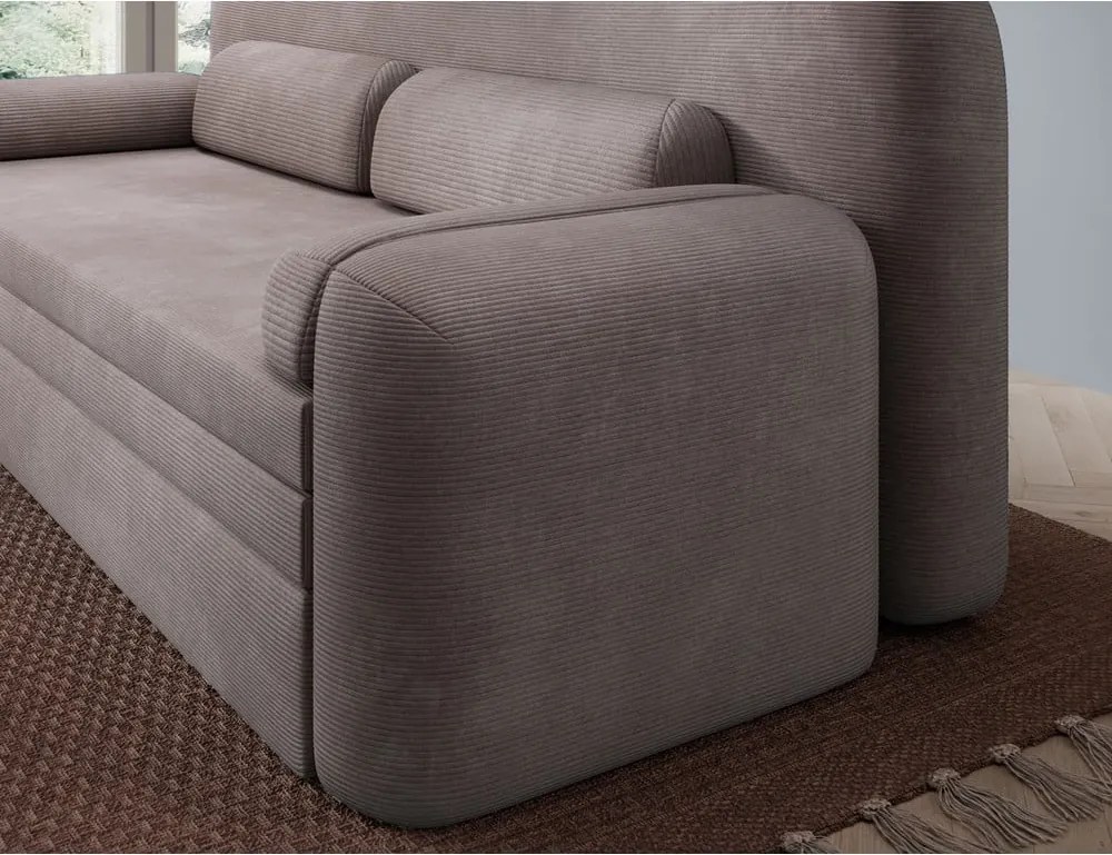 Barna kordbársony kinyitható-tárolóhelyes kanapé 236 cm Elioss – ELTAP