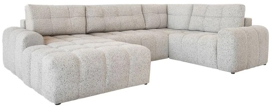 Bézs kinyitható tárolóhelyes moduláris sarokkanapé (jobb oldali) Lulu – Miuform