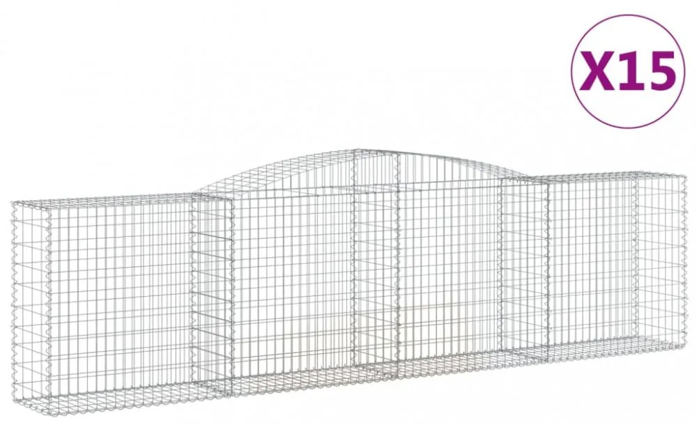 15 db íves horganyzott vas gabion kosár 400x50x100/120 cm