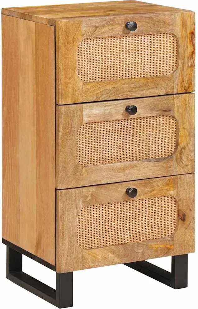 vidaXL Széf fiókkal tárolóval Barna 40 x 33 x 75 cm Tömör Mangófát
