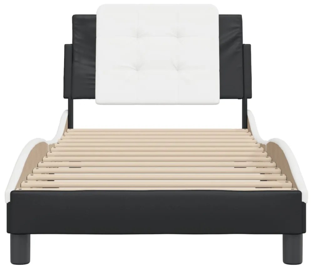 fekete és fehér műbőr ágykeret matrac nélkül Zadar 90 x 200 cm
