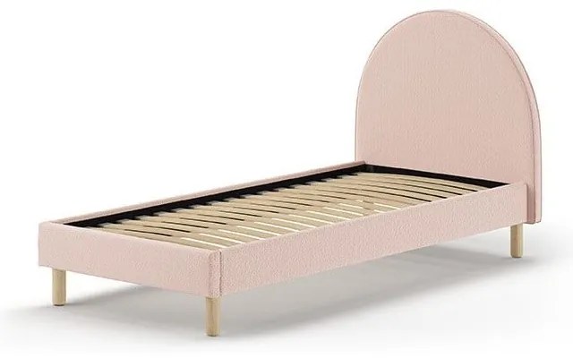Rózsaszín kárpitozott egyszemélyes ágy ágyráccsal 90x200 cm MOON – Vipack
