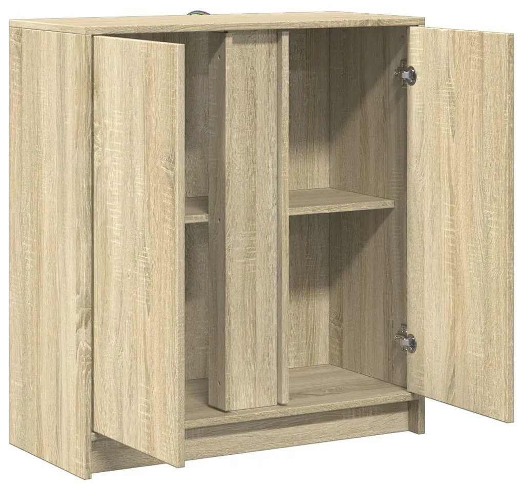 sonoma tölgy szerelt fa tálalószekrény LED-del 77 x 34 x 85 cm