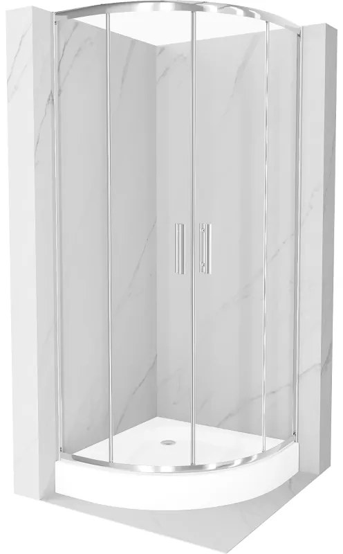 Mexen Rio zuhanykabin félkör alakú 70 x 70 cm, átlátszó, króm + Rio zuhanyzó, fehér - 863-070-070-01-00-4710