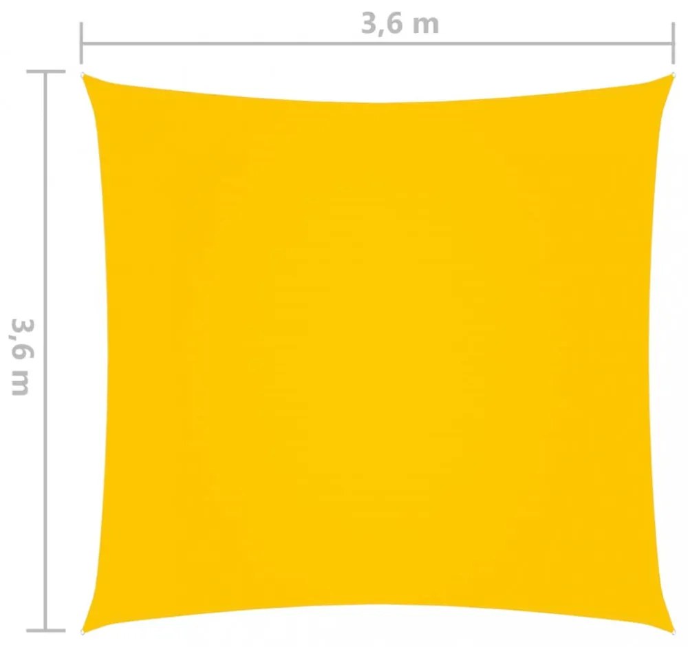 sárga négyzet alakú oxford-szövet napvitorla 3,6 x 3,6 m