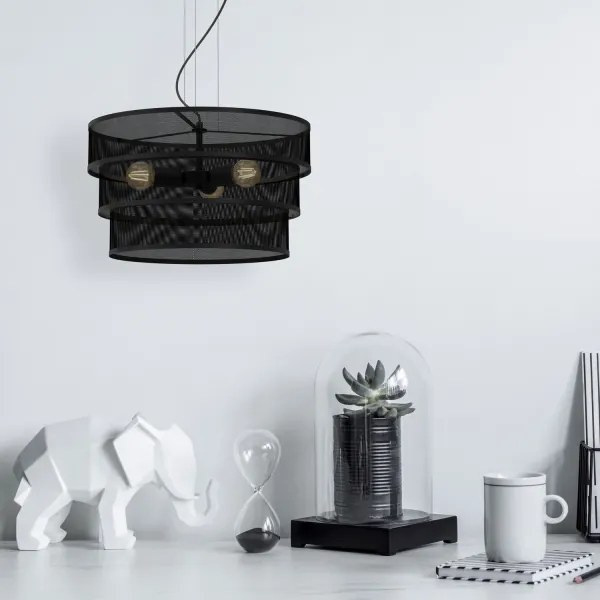 Csillár zsinóron GLUM 3xE27/60W/230V fekete