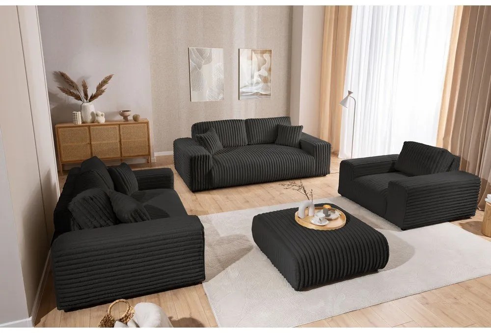 Sötétszürke kordbársony kanapé 213 cm Justin – Ropez