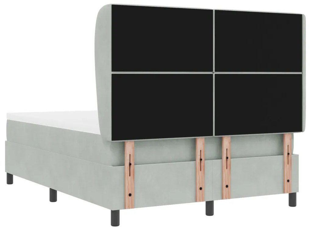 Boxspring Ágy Matraccal Világosszürke 140x200 cm Bársonyos