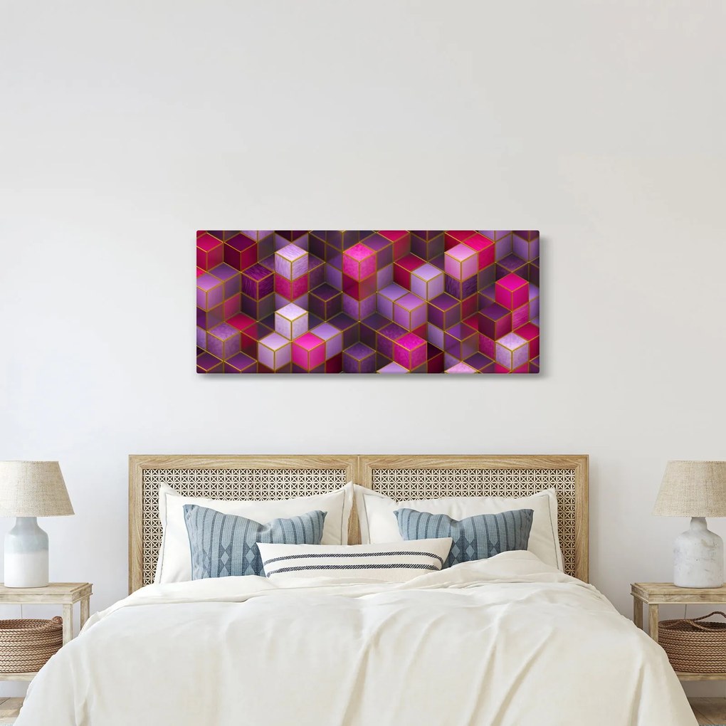 Lila kockák képe (120x50 cm)