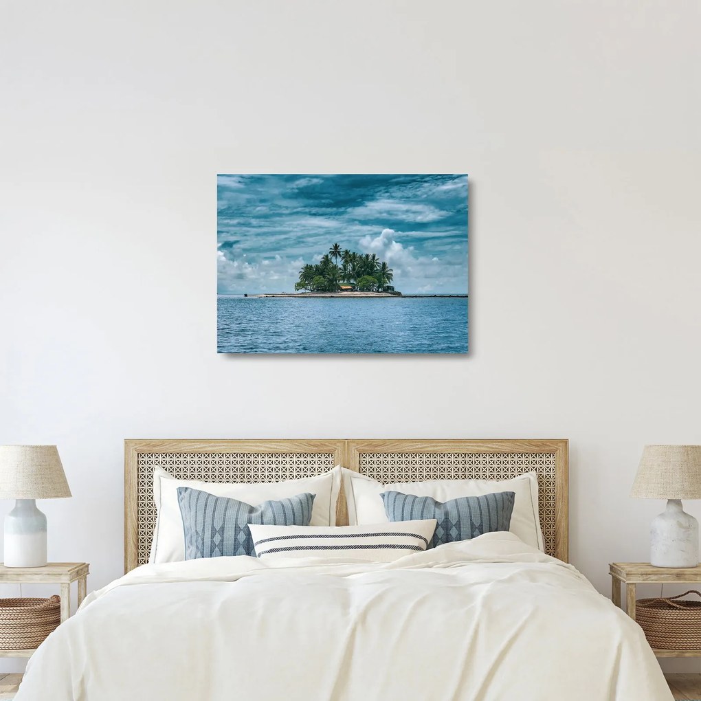 Kép - sziget a tengeren (üvegen) (70x50 cm)