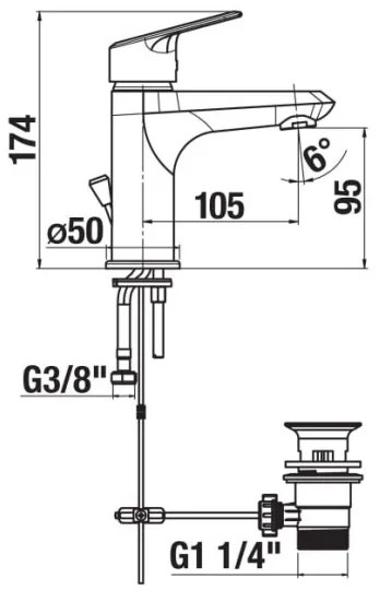 JIKA H3112E10041111 - TALAS umyvadlová baterie 17,4 cm chrom, bez přepadu