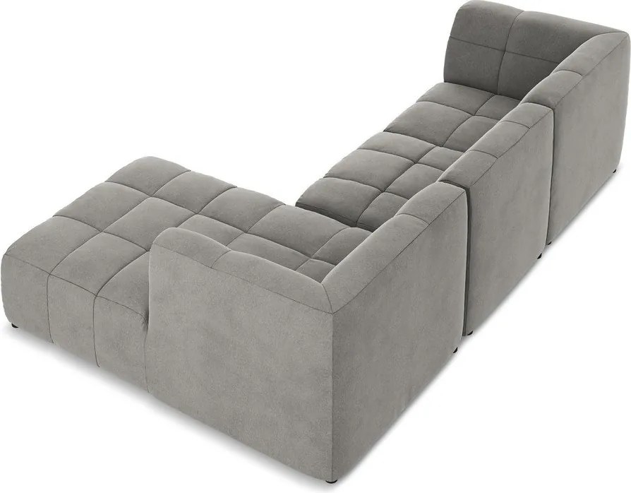 Szürke bársony sarokkanapé (jobb oldali-heverő résszel) Aloha – Makamii