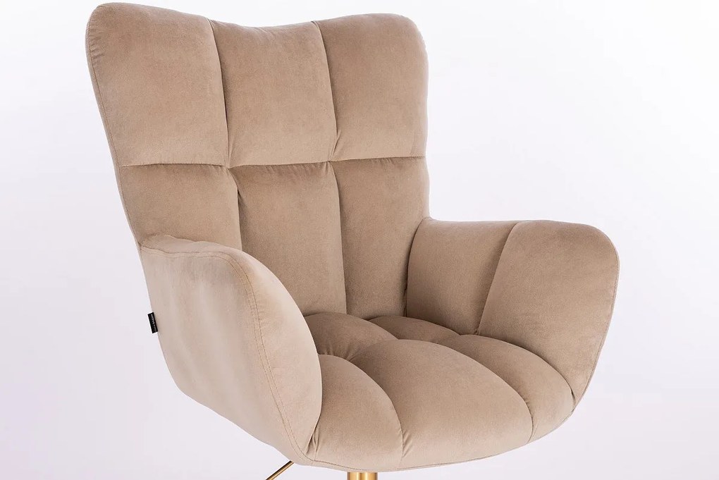 HR650K Latte modern velúr szék arany lábbal