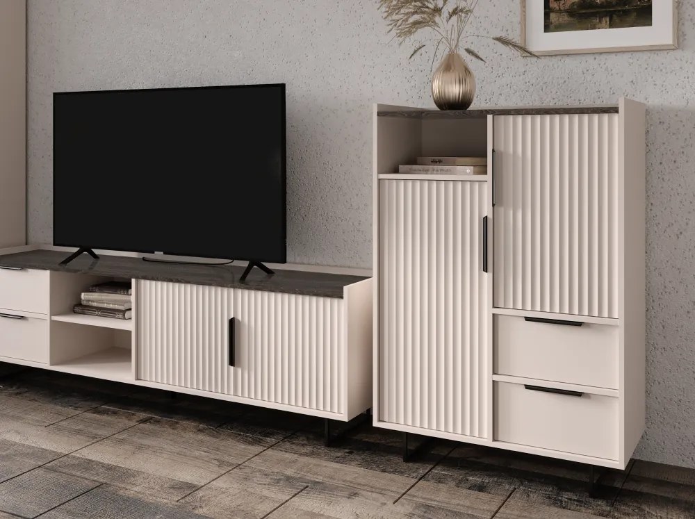 Komód, kasmír/mink arvadonna gesztenye, FRESIO KOM2D2S