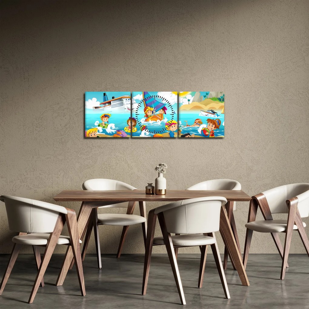 Kép - Egy nap a tengerparton (órával) (90x30 cm)