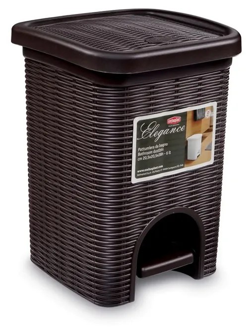STEFANPLAST Fürdőszobai hulladékkosár Elegance 6l, barna