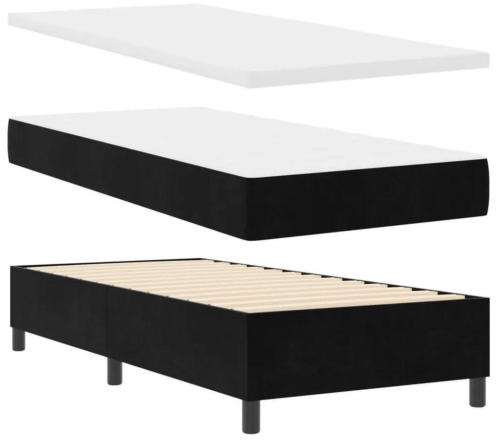 Boxspring Ágy Matraccal Fekete 90x200 cm Bársonyos