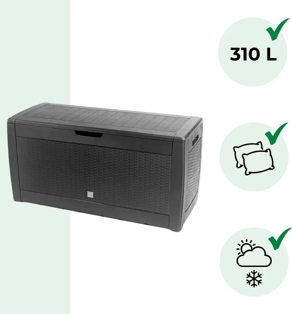 RATO tárolódoboz, 310L, 119x48x60 cm, antracit Prosperplast