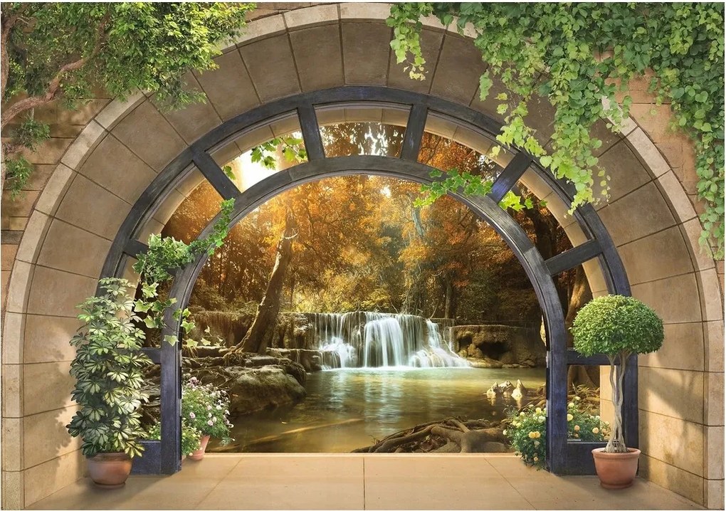 Vinil Fotótapéta 3D Térablak Vízesés 520x318