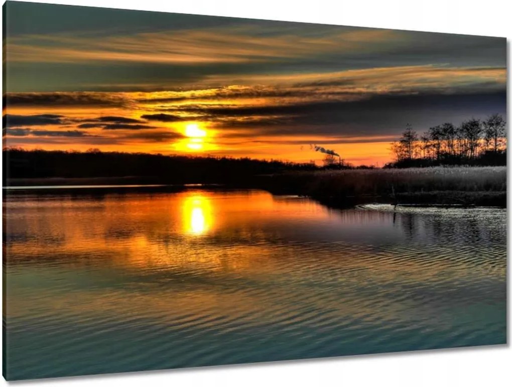 Vászonkép 120x80 Nyugat a nyugodt víz felett